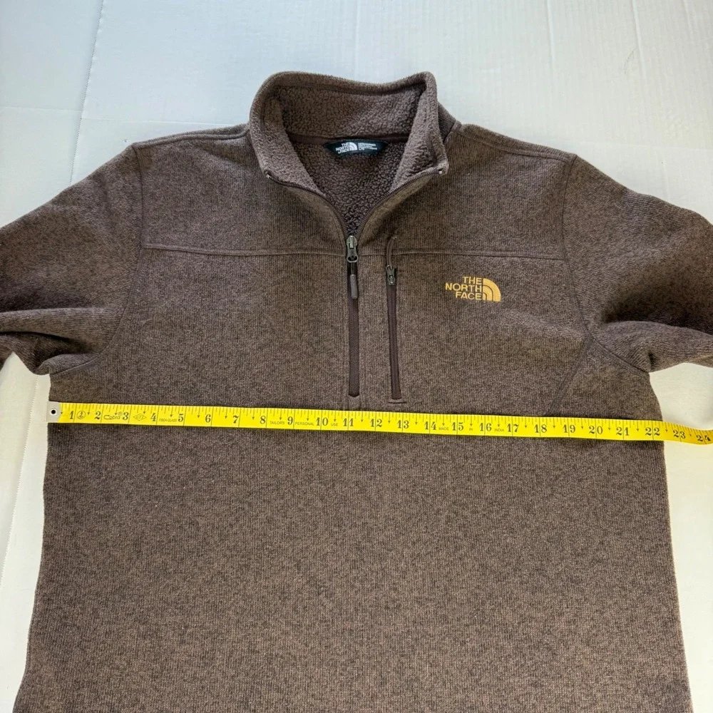 The North Face Quarter Zip Fleece Knit Pullover Mens Large Brown Heather